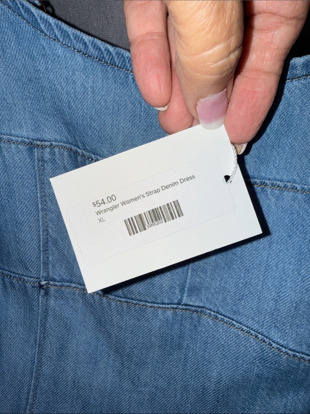 Light Blue Denim Slip Spaghetti Strap Dress with Front Slit - Picture 4 of 7
